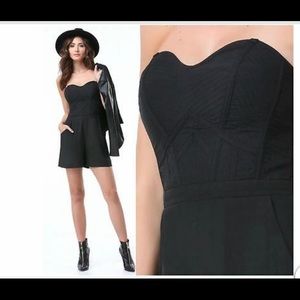 BEBE BLACK BUSTIER ROMPER JUMPSUIT